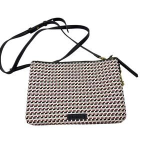 Fossil Devon checked crossbody handbag, purse. faux leather pocketbook. 3 pocket